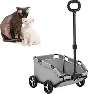 Multipurpose Pet Carriage, 51x35x23cm Small Cat Stroller, Comfortable Rolling Dog Carrier, Lightweight Pet Folding Trolley with 4 Wheels, Hand Fold Dog Stroller for Puppy Small Pets