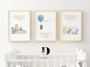 Nursery Wall art prints, Winnie the Pooh, Nursery decor, Winnie the Pooh quotes