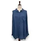 NEW Cotton On Body Dark Blue Button Up Shirt Cover Up Organic Cotton Boho Swim