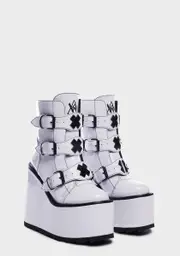 [Y.R.U.] White Dune Lo X Platform Boots