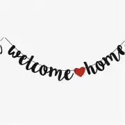 Homecoming Hero Banner - Glittery Black Welcome Home Decorations for Military Ar