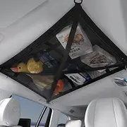 Upgraded Car Ceiling Cargo Net Pocket, Lightweight Car Ceiling Storage Net(NO Sagging), Strengthen X-Shaped Load-Bearing Cargo Net for Car with 4 Handles, Road Trips Camping Interior Accessories