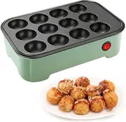 12-Hole Household Takoyaki Grill, 600W Two-Sided Heating Portable Electric Takoyaki Maker, Octopus Ball Maker with Non-Stick Octopus Grill Tray, Octopus Fish Ball Cake Cooking Tool