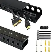 Adyawen 31.1''Cable Management System Kit, Cable Raceway Kit, Open Slot Wiring Raceway Duct with Cover, On-Wall Cable Concealer Cord Organizer to Hide Wires Cords for TVs, Computers