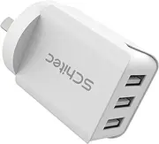 USB Charger 3 Ports USB Wall Plug 15W/3.1A AC Portable AU Mains Power Adapter Charger for iPhone 12/11/XS/XR, Huawei P30 P20, Samsung Galaxy Note S9 Tablette et Plus