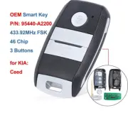 Smart Remote Key Fob 3 Buttons 433.92MHz FSK ID46 Chip for Kia Ceed