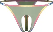 [FEESHOW] Men's Wetlook Briefs Ouvert String Front Cutout Thong Lingerie T-Back Thong G String Hollow Out Underwear Clubwear