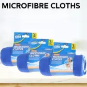 3PK Kleen Microfibre Dusting Cloth Lint Free Super Absorbent 30 x 38cm