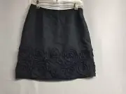 NWT Banana Republic Black Silk pull-on skirt Size 2 Embroidered