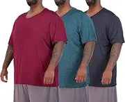 [Real Essentials] 3 Pack: Mens Big & Tall V-Neck Short-Sleeve Tech Stretch Dry-Fit T-Shirt (3X Tall-5X Tall)