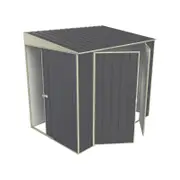Build-a-Shed 1.5 x 2.3 x 2.0m Tunnel Shed Tunnel Sliding Door Plus Double Hinged Side Door - Grey