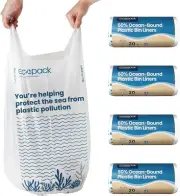 36L Large Bin Bags,128 Bags (4 Rolls of 20 Bags Each) - Made from 60% Ocean-Boun