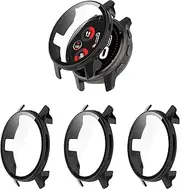FitTurn Screen Protector Case intended for Garmin Venu 2 Plus Screen Protector intended for Garmin Venu2 Plus PC+Tempered Glass Full Coverage Bumper (3 Blacks)