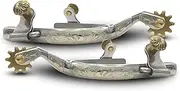 Colorado Saddlery The Springfield Engraved Spurs for Men - Stainless Steel, Stylish Boot Spurs with 5/8" Brass Rowels - Perfect for Trail Riding, Horse Tack, Outfitting - Comes in a Pair