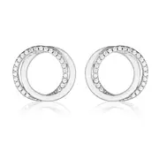GEORGINI REFLECTION CIRCLES EARRING SILVER & WHITE ENAMEL
