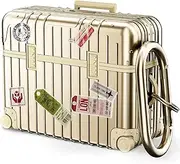 AirPods Pro 2 Case Cover, KOREDA Funny Suitcase Design Case for Airpods Pro 2nd Generation/1st Generation (2022/2019), Cute Fashion Protective Hard Case for Women Men with Keychain Champaign Gold