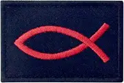 Jesus Fish Ichthys Patch Embroidered Morale Applique Fastener Hook & Loop Emblem Red & Black