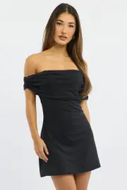 Black Asymmetric Mini Dress - Size 12M, Women's Skater Dress