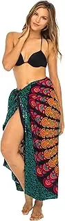 [Back From Bali] Womens Sarong Beach Swimsuit Bikini Cover up Wrap Peacock & Clip