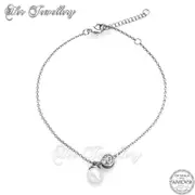 Crystal Pearl Anklet (White Gold)