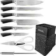 Knife Sets for Kitchen with Block, Honing Steel, Scissors, Stainless Steel Knife Block Set, Paring Bread Slicing Cooking Chef Knives Kitchen Cutlery