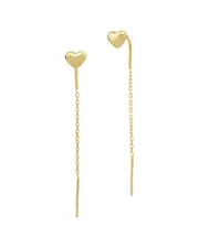 Savvy Cie 18K Over Silver Heart Threader Earrings