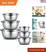 Mixing Bowls - Set of 6 Stainless Steel Mixing Bowls with 304 Stainless Steel...