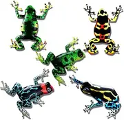 Kisangel 5pcs Iron Frog Adornment Wall Art Metal Frog Statue for Home Decor Garden Patio Weatherproof Outdoor Art
