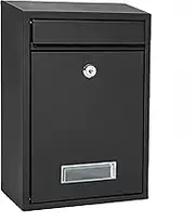 Wall Mounted Letter Mailbox with 2 Keys, Wall Mounted Locking Vertical Letters Newspapers Dropbox Mailbox Post Box Nameplate Large Capacity for Wall and Fence, Matt Black