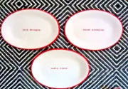 3 Rae Dunn Christmas Santa Claus Kris Kringle St Nicholas Oval Appetizer Plates