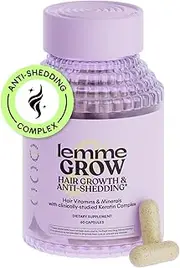 Lemme Grow Hair Growth Supplement for Women, Clinically Proven Keratin Complex for Visibly Thicker Hair and Scalp Coverage, Reduced Shedding, Nourish Thinning Hair - 1 Month Supply