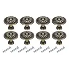 8 Sets Vintage Drawer Knobs with Flower Pattern for Cupboards Bronze(1.2" Long)