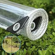 Clear Tarpaulin, Heavy Duty 400g/㎡ Waterproof PVC Transparent Soft Glass Tarp, 0.35mm Tear Resistant Windproof Tarp with Eyelets, for Pergola Garden Garage (Color : Transparent, Size : 1.5m X 2.2m)