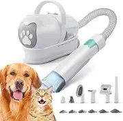 Dog Grooming Kit, Pet Grooming Vacuum with Pet Clipper Nail Grinder, 1L Dust Cup Dog Brush Vacuum with 7 Pet Grooming Tools for Shedding Pet Hair, Low Noise Dog Hair Remover Pet Grooming Supplies for Dog Cat