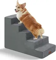 GGIB Dog Stairs for Small Dogs Cats Non-Slip Dog Steps for High Bed Pet Stairs for Sofa Couch Dog Ramp Pet Steps with Removable Washable Cover, Grey, 22" H, 5-Step