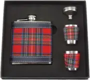 Glen Appin Tartan Hip Flask Gift Set Drink Item Bottle Hydro Birthday Gift (Red)
