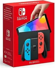 Nintendo Switch (OLED model) with Neon Red & Neon Blue Joy-Con