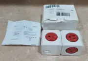2 Allocacoc Original Powercube - 5 Outlet Dual - UBS Charger Adapter White / Red