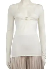 White Embellished Bamboo Top