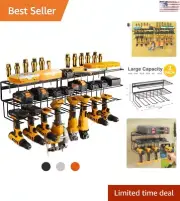 Heavy-Duty Power Tool Organizer - Wall Mount - Garage Storage Rack - 2 Black