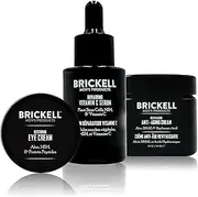 Brickell Men's Advanced Anti-Aging Routine, Night Face Cream, Vitamin C Facial Serum and Eye Cream, Natural and Organic, Unscented