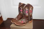 Girl Sz 2 NEW Redwak Boot Company Floral Embroidered Square Toe Cowboy