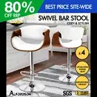 ALFORDSON 4x Bar Stool Kitchen Swivel Chair Wooden Leather Trice White