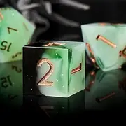 Role dice DND Dice Set, 7-Piece Polyhedral Dice in Gift Box for Dungeons & Dragons, Pathfinder & Tabletop Games, Handmade Precision Balanced RPG Dice(Gradual Green)