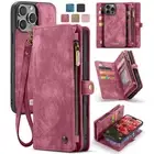 For iPhone 16 15 14 13 12 11 Phone Case Leather Removable Wallet Card Slot Cover