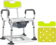 Z&y GLAa Stainless Steel Bedside Commode with Padded Seat and Bucket, Portable Toilet for Adults Commode Chair Comfortable Durable/White/with Cushion