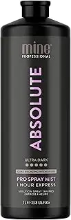 MineTan Spray Tan Solution - Absolute Pro Spray Mist - Darkest Ultra Dark Professional 1 Hour Express Tan, 33.8 fl oz,