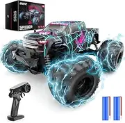 DEERC 1/16 Glowing Spider Remote Control Car - 15KM/H Fast RC Cars W/2 Rechargeable Batteries for 30 Mins Play, All Terrain Off-Road Monster Truck Toys for Boys Kids Age 4-7 8-12
