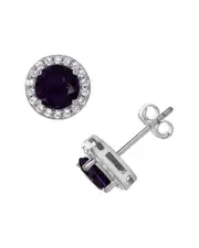 Silver Lab-Grown Diamond & Gemstone Studs