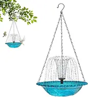 Birdbaths for Outdoors | Solar Powered Bird Water Fountain | Hangable Feeder Drinking Bath for Hummingbird Outdoor Patio Balcony Outside Garden Decor